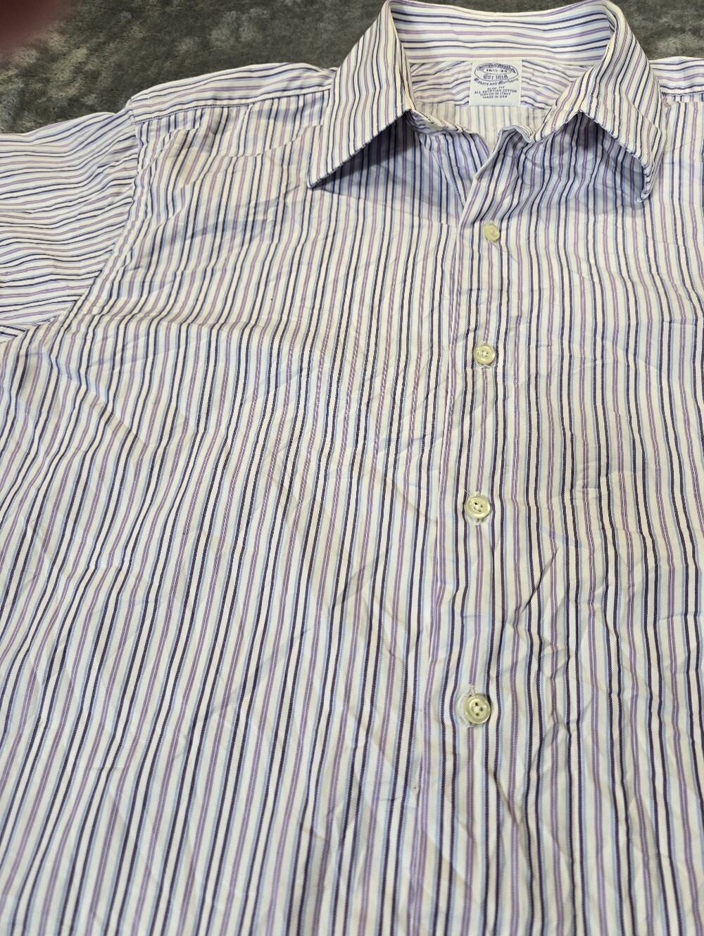 Brooks Brothers Makers Merchants Slim Fit Purple Stripe French Cuff Size 16 1/2